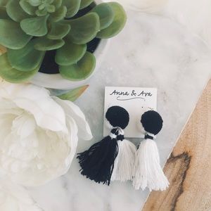 Anna & Ava | Black and White Tassel Earrings